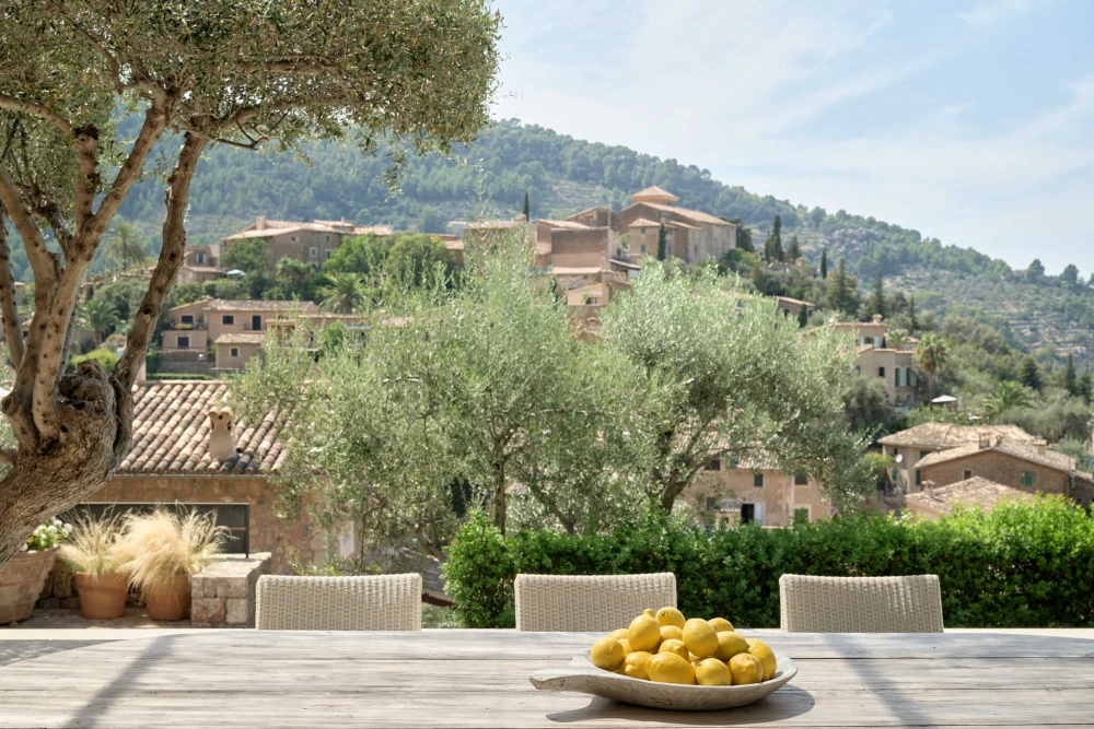 Image of Mallorca property showcasing an outdoor area with a table displaying a bowl of lemons.